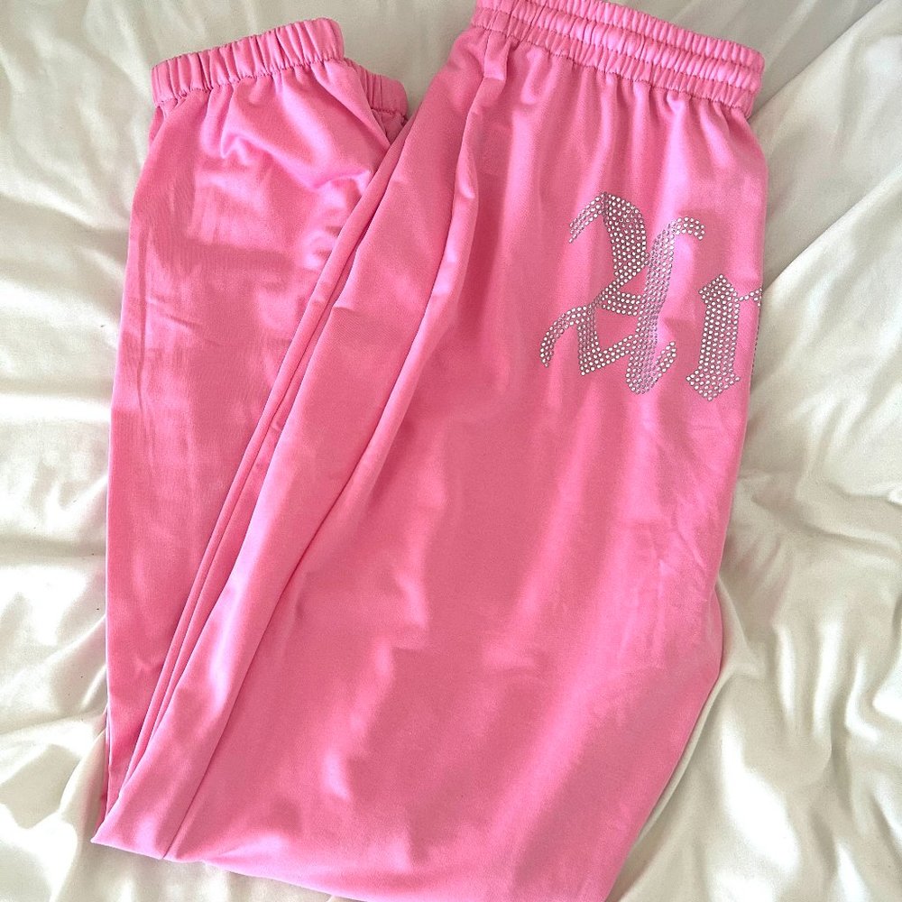 SHEIN Pink Joggers with "Angel" in Rhinestones